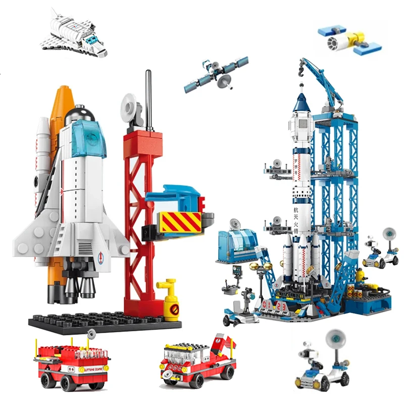 

Space Shuttle Building Block Manned Rocket Launching Pad Moon Base Model DIY Brick Toys For Kids Christmas Gift Assembly Set