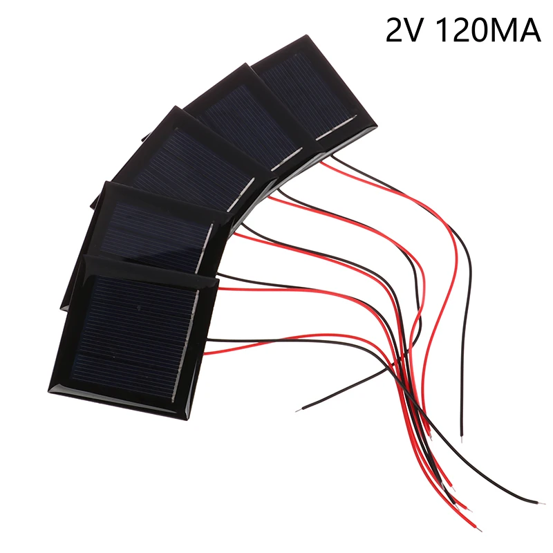 Micro Solar Board Photovoltaic Solar Cells With Wires Solars Epoxy Plate DIY Projects Toys 54x54mm 5pcs