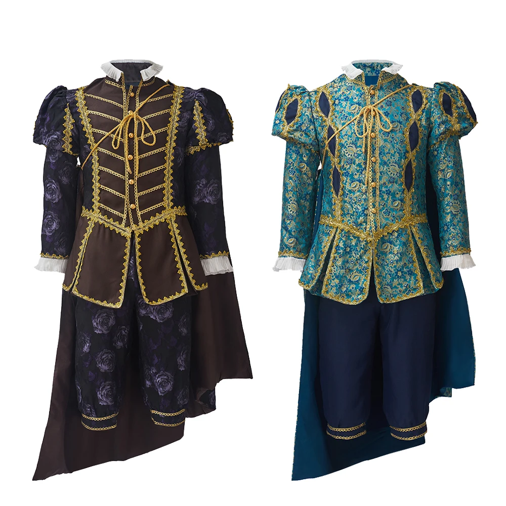 

Men's Tudor Medieval Cosplay Costume Queen Elizabethan Renaissance Adult Men's Tudor Uniform Noble Court Costume with Cape