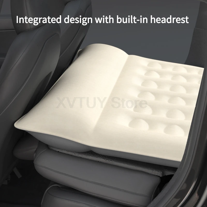 Car Air Inflatable Travel Mattress For Tesla Model Y Outdoor Camping Flocking Multifunctional Sofa Portable Car Rear Folding Bed