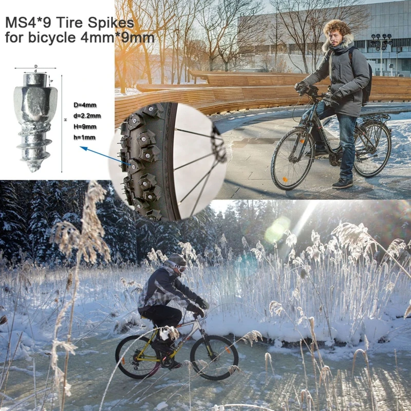 100Pcs Anti-Slip Screw Studs Reusable Motorcycle Bicycle Wheel Tyre Snow Tire Spikes Hard Alloy Stud Screws
