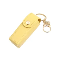 1PCS New Leather Lip Balm Bag Keychain Holder Protective Cover Mini Portable Key Bag Lipstick Cosmetics Storage Bag 2