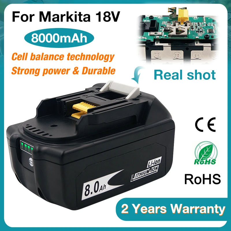2 Stück BL1850 5Ah Ersatzakku für Makita Akku 18V mit Ladegerät für Makita Ladegerät 18V DC18RC