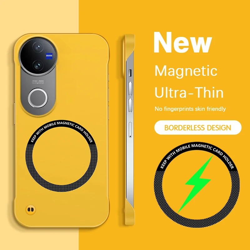 Ultra-Slim Magnetic Wireless Charging Hard Back Cover Case - No Border Design