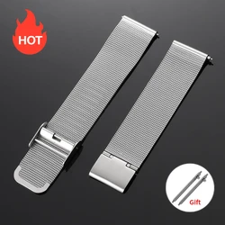 Sleek Stainless Steel Mesh Watch Strap - Modern Milanese Loop Bracelet - 22mm (Silver)