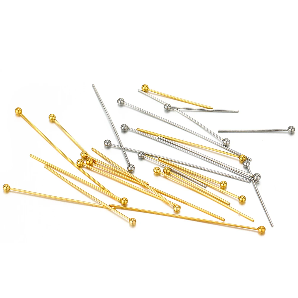 

200/100pcs Stainless Steel 18K Gold Ball Head Pins DIY Jewelry Making Findings Earring Needles Handmade Gifts Crafts Accessories