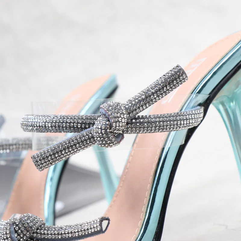 Fashion Women's Sandals 2022 Summer New Chain Butterfly-knot Sexy Super High Heel Sandals Stiletto Party Sandals 9CM