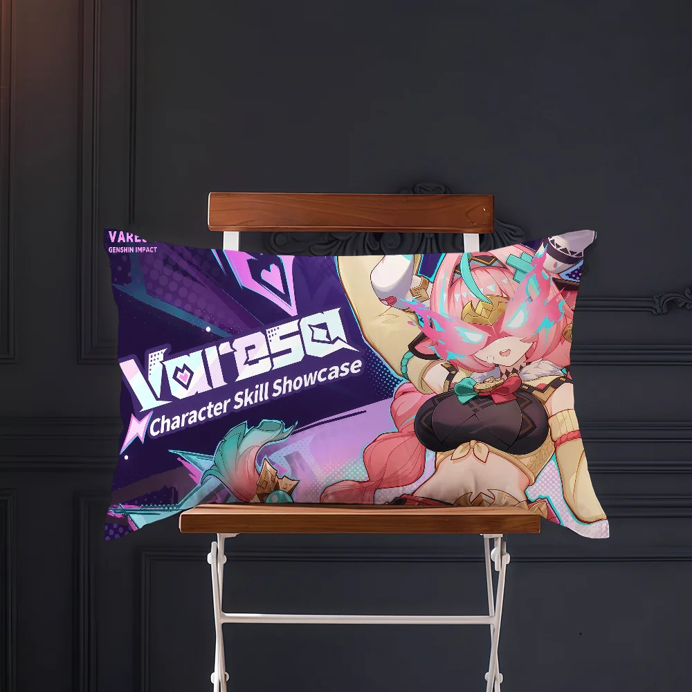 Description Picture 6 of itemgame Varesa Genshin Impact fanart cushion covers Rectangle Pillow Cover Home Sofa living Room Office Coffee Shop Pillowcase