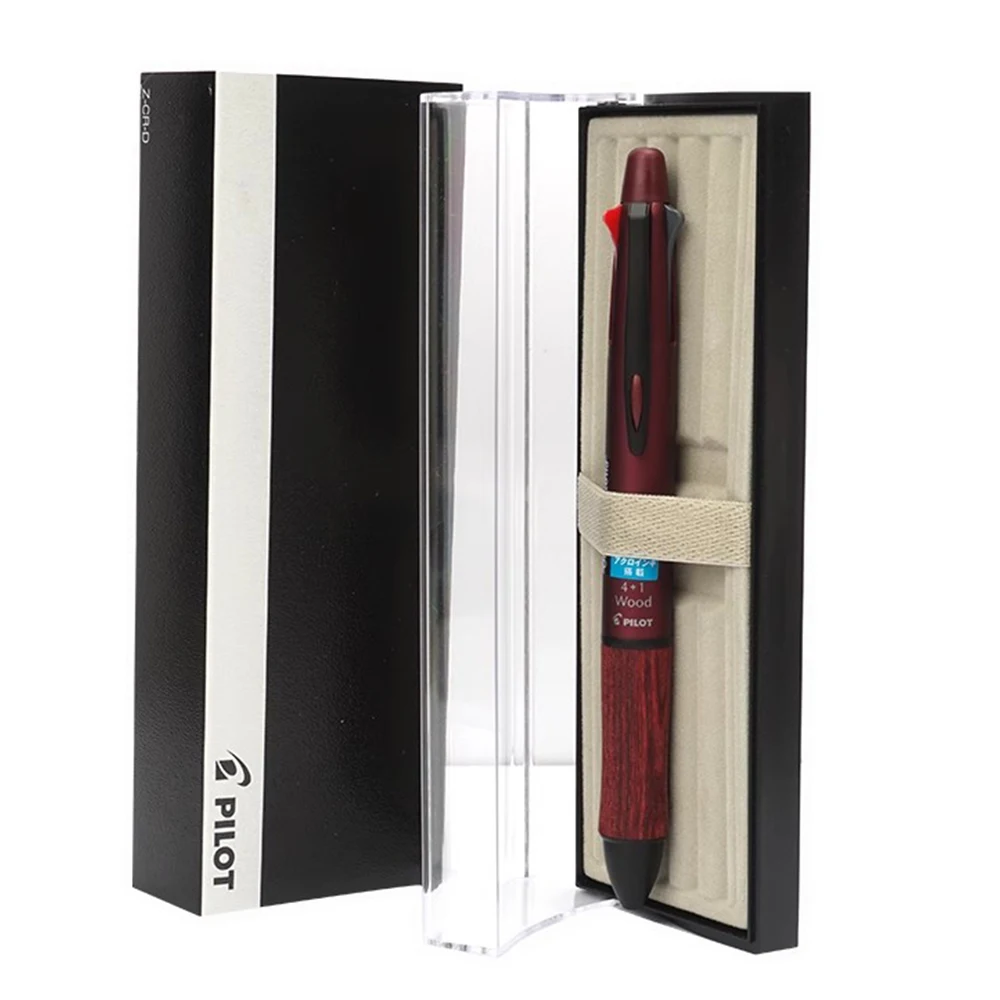 Japan Pilot Multifunction Pen 4 + 1 WOOD Wooden Pole Pen Holder 0.7mm Four-color Ballpoint + 0.5mm Mechanical Pencil