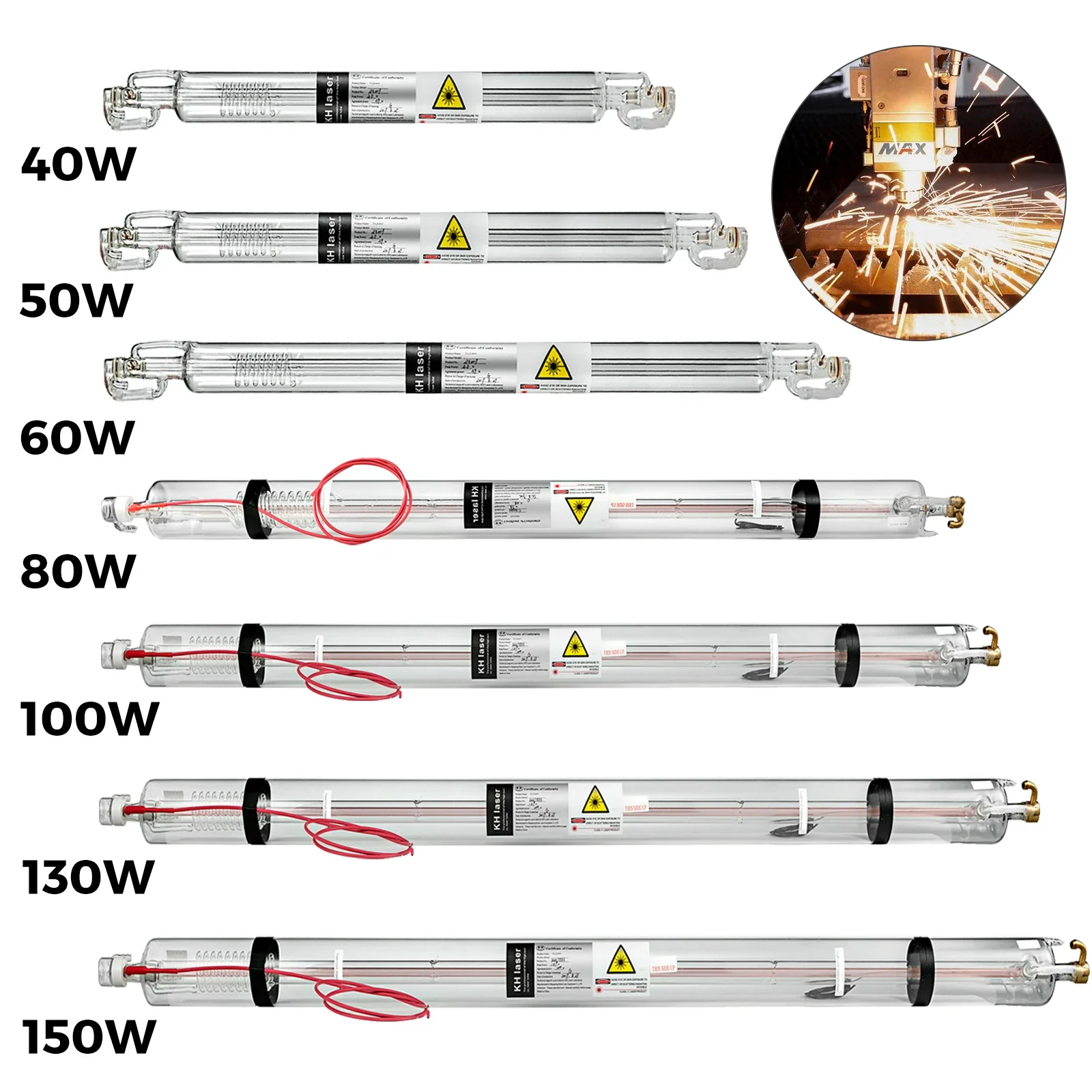 Vevor Tubo Laser Co2 40W 50W 60W 80W 100W 130W 150W 700Mm A 1830Mm Lunghezza Vetro 80Mm Dia Lunga Durata Per Macchina Laser