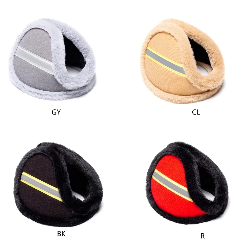

Adult Reflective Stripe Decor Plush Ear Warmer Winter Student Outdoor Cycling Skiing Climbing Ear Warmer Cold Weather