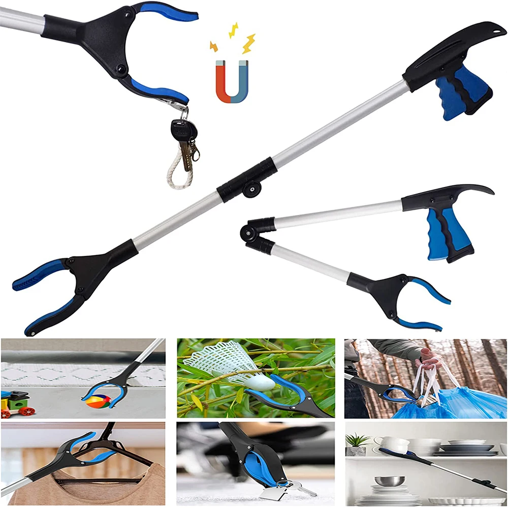 Newest Foldable Magnetic Handy Reacher Grabber Aid Sewer Garbage Clamp Pick  up Long Reach Stick Cleaning Tool Household - AliExpress