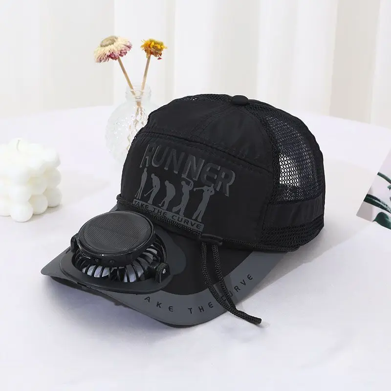 Summer solar charging fan hat for men and women breathable mesh sun protection outdoor sunshade duck tongue hat solar charging fan hat