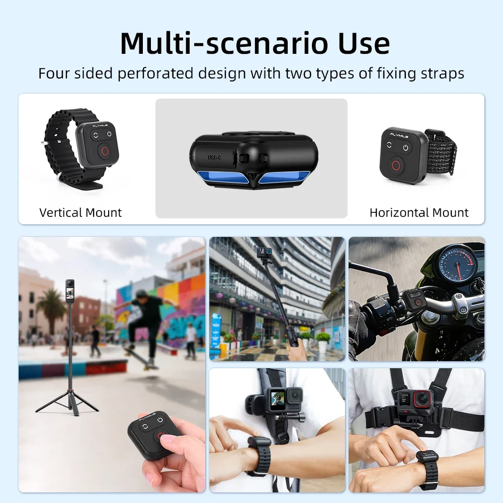 Insta360 X5/X4/Ace Pro 2/Ace Pro Ios 및 안드로이드 셔터 셀카 리모컨용 블루투스 리모컨