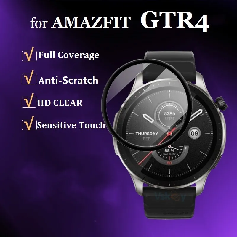 

5PCS 3D Curved Soft Screen Protector for Amazfit GTR4 Smart Watch Full Cover Scratch-Proof Protective Film for Amazfit GTR 4