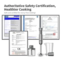 Mélangeur à Immersion manuel 4 en 1, mélangeur alimentaire puissant en acier inoxydable, bécher de mélange de 700 ml, processeur 500 ml, fouet 6