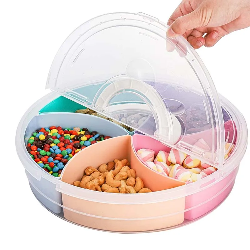 Multi-function Food Storage Tray with Lid Food Containers Tray To Keep for Nuts and Candy Dried Fruit Snack Plate Serving Platte 6