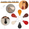 60 Pcs Pu Leather Key Fob Kit Leather Key Fobs Blanks with Rivets and Key Rings Leather Keychain for DIY Laser Engraving 3