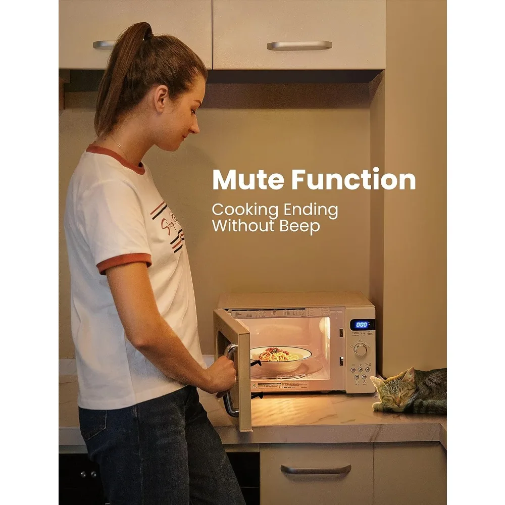 Microwave Oven Compact Size 9 Preset Menus Position-Memory Turntable Mute Function 0.7 Cu Ft/700W