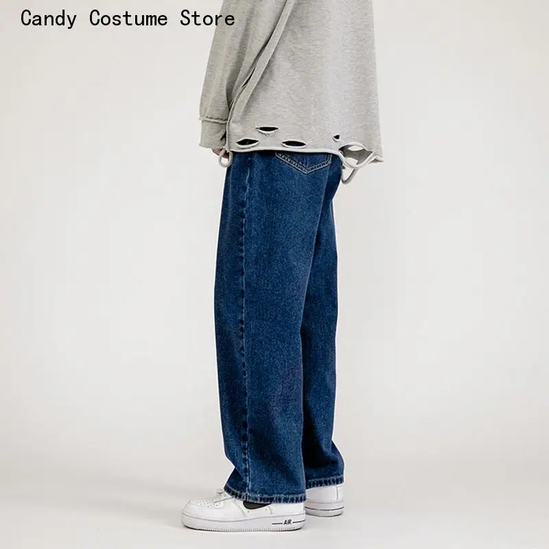 Male Brand Trousers Korean Fashion Men Wide Leg Jeans spring New Streetwear Straight Baggy Denim Pants