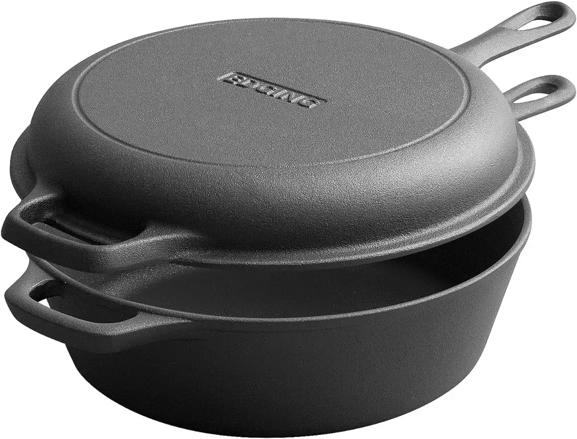 Dutch Oven Frying Cooker Cast Iron Round with Lid Kitchen Camping
