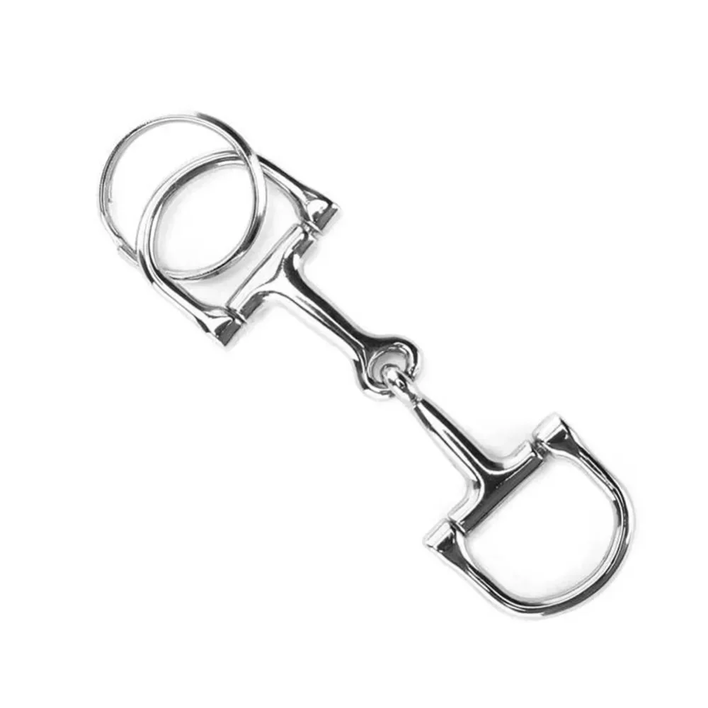 D-Shaped Snaffle Keychain Durable Silver D Zine-Alloy Horse Snaffle Bits Key Chain Decoration Gift for Men Women 1PC