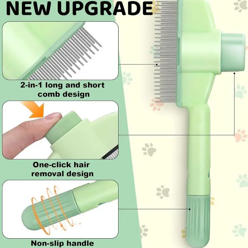 Dog Grooming Comb Cat /Dog Hair Remover Brush Long Hair Pet Self Cleaning Row Pet Removes Hairs Cleaning Bath Brush Dog Supplies