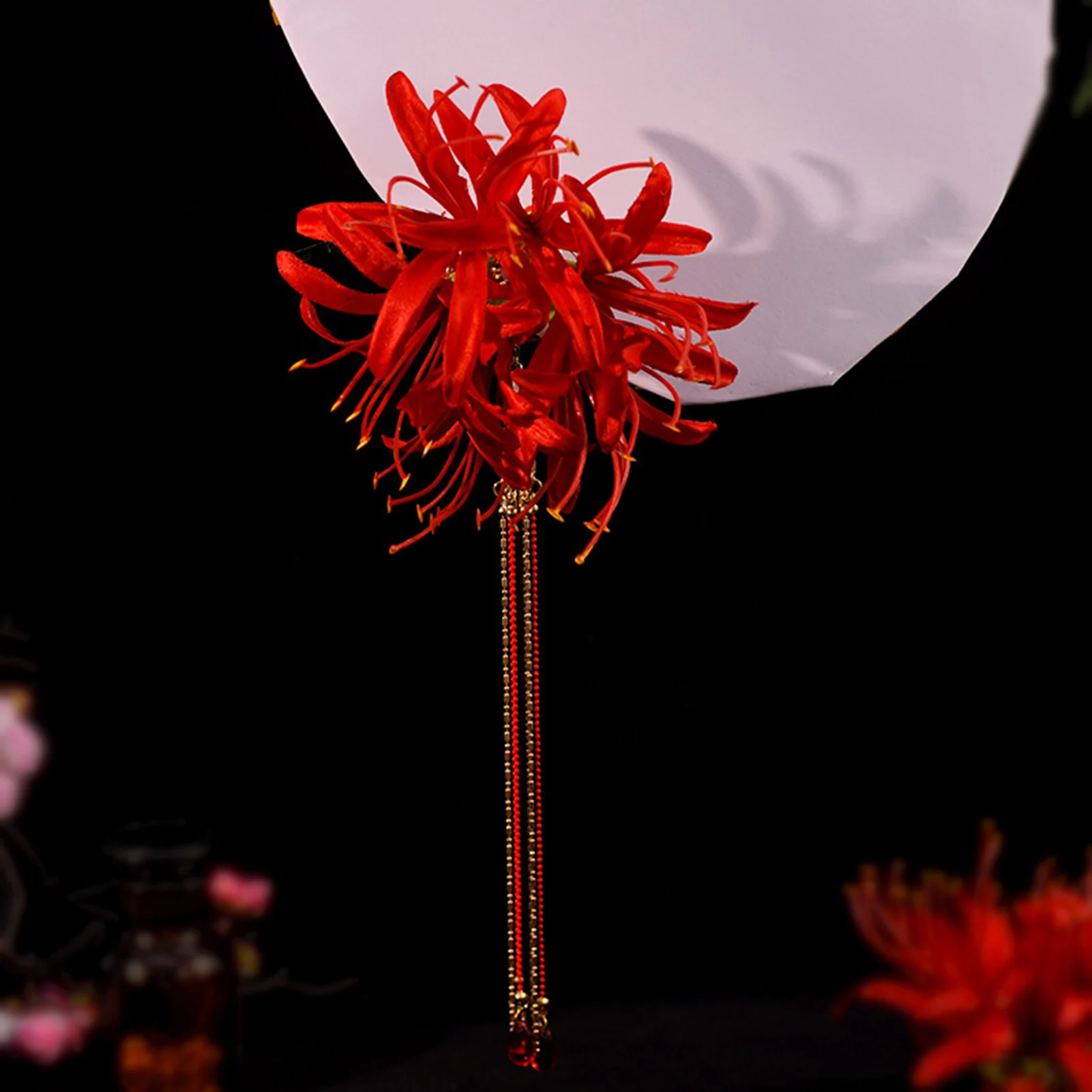 1Pc Rote Blume Haarnadeln Seite Clips Elegante Blumen Kopfschmuck Kette Quaste Kopfschmuck für Frauen Braut Chinesische Hochzeit Haar schmuck