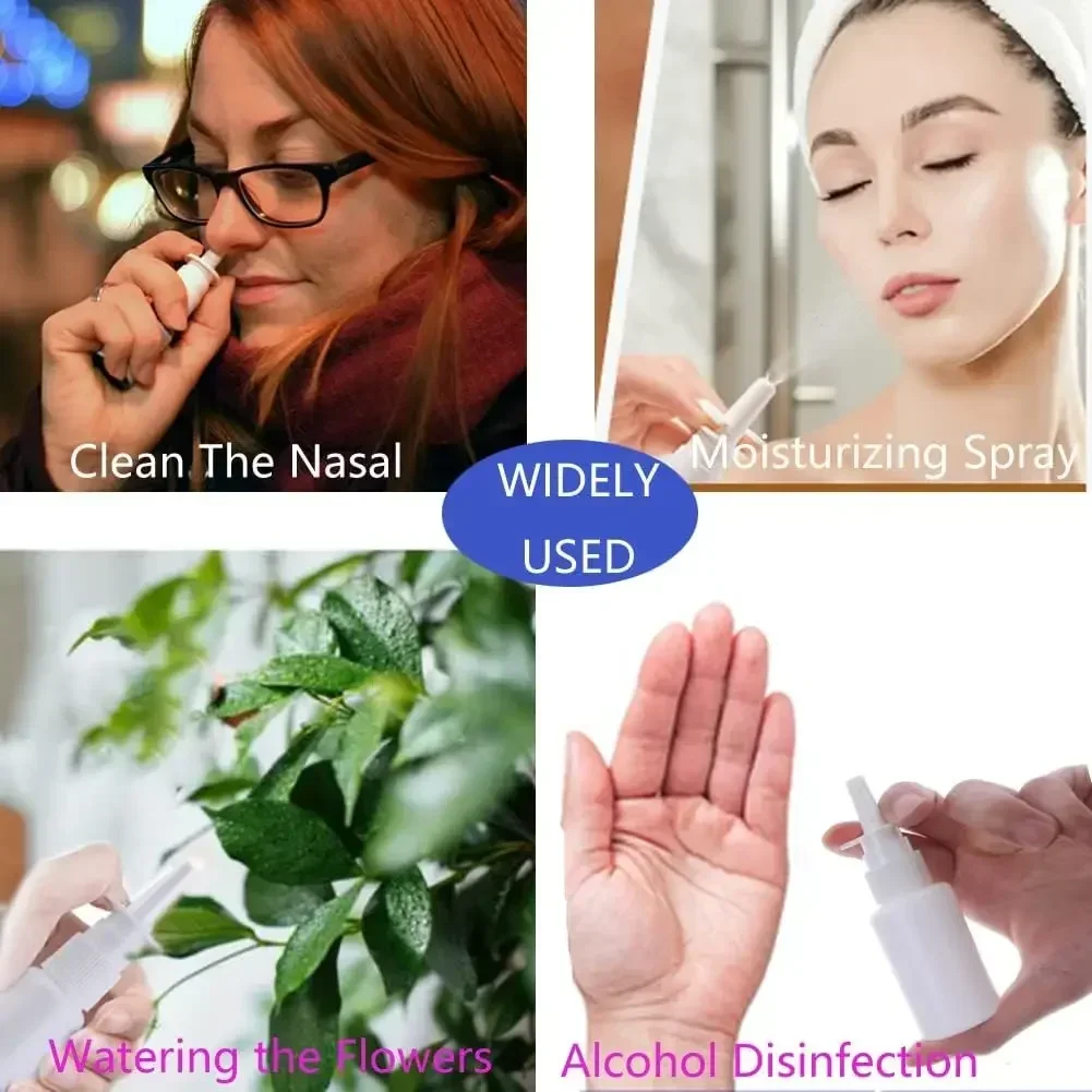 Empty Nasal Spray Pump 5PCS 10ml-60ml White Plastic Spray Bottles Mist Nose Refillable Bottle Packaging Accessories