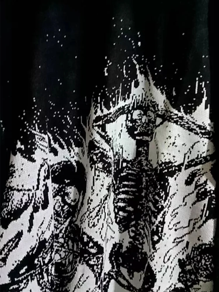 Aesthetics Street Apparel Knitted Sweater Gothic Skull Pullover Harajuku Cotton Unisex Sweater Large Sweater Loose Y2K EMO 3