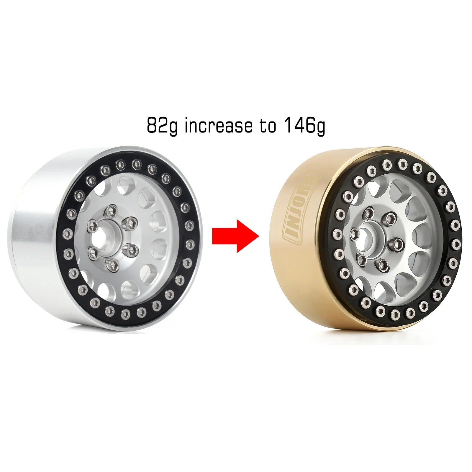 RC Crawler Wheel Rim INJORA 4Pcs CNC Aluminum Alloy 1.9 Beadlock For 1/10 RC Crawler Car Axial SCX10 90046 AXI03007 TRX4 VS4-10 Redcat Gen8