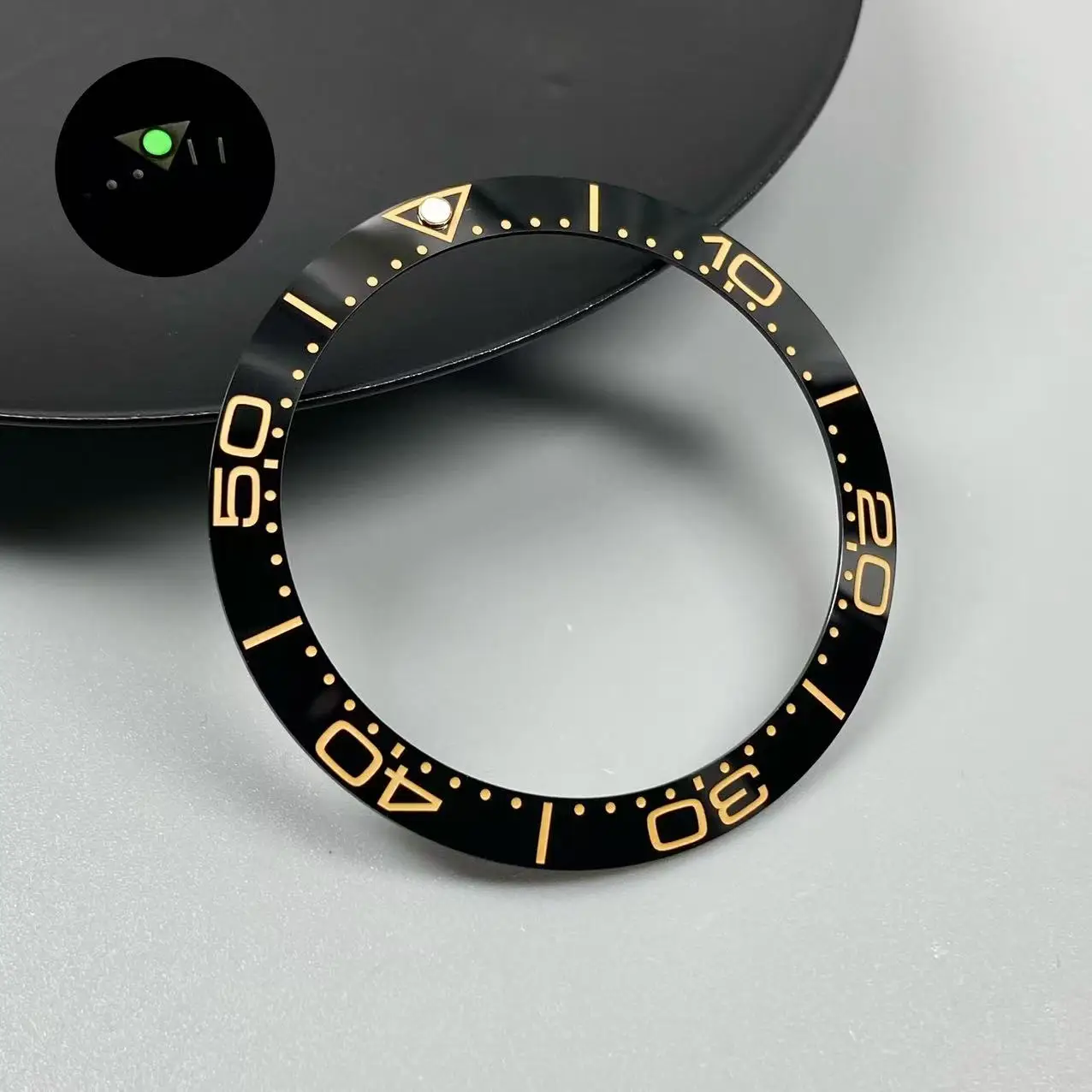 Blue/Green Luminous 38mm Tilted Ceramic Bezel Insert Ring