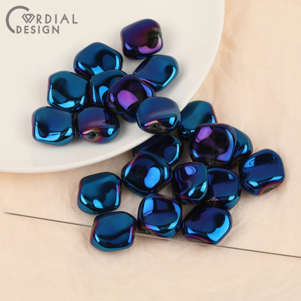 Cordial Design 17*18MM 100pcs Hand Made/DIY Glass Bead/Aurora Effect/Irregular Shape/Jewelry Findings & Components/Beads Making - cordial