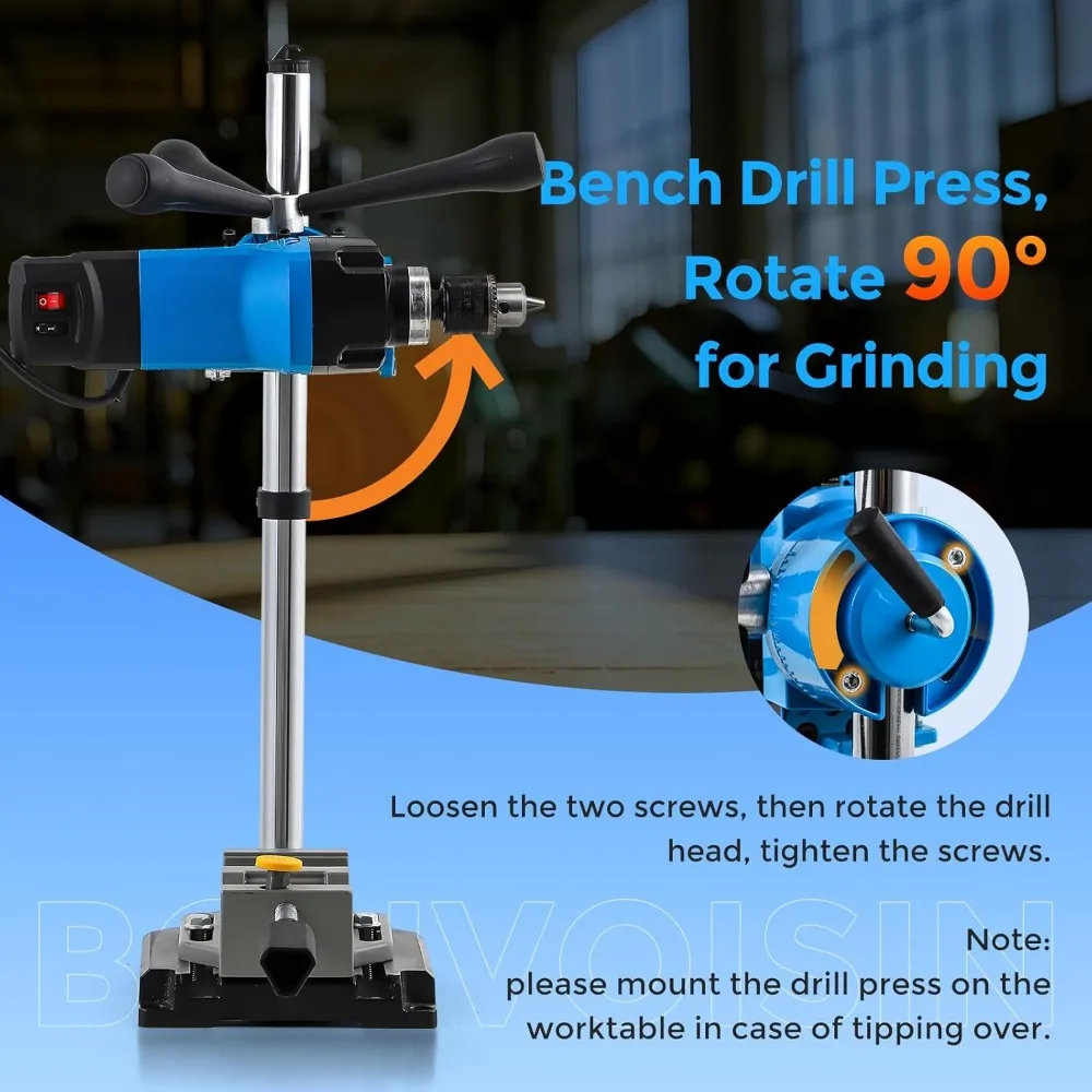860W Bench Drill Press with Square Hole Bit, 6-Speed Mortising Machine for Woodworking, Chuck 1.5-10mm