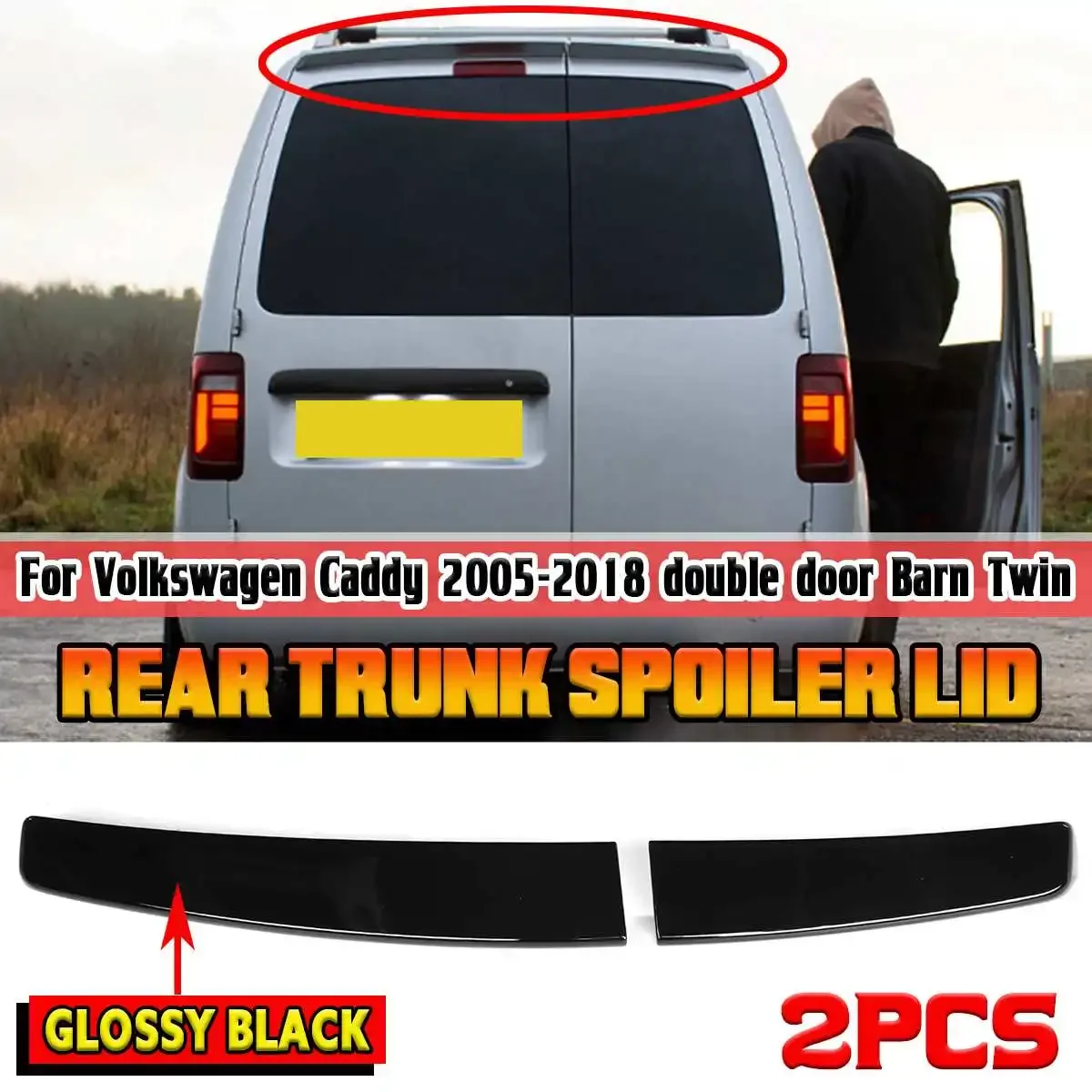 Sportline Style Car Spoiler Posteriore Ala Tronco Labbro Per Volkswagen Per Vw Caddy 2005-2018 Double Door Barn Twin Posteriore Tronco Spoiler