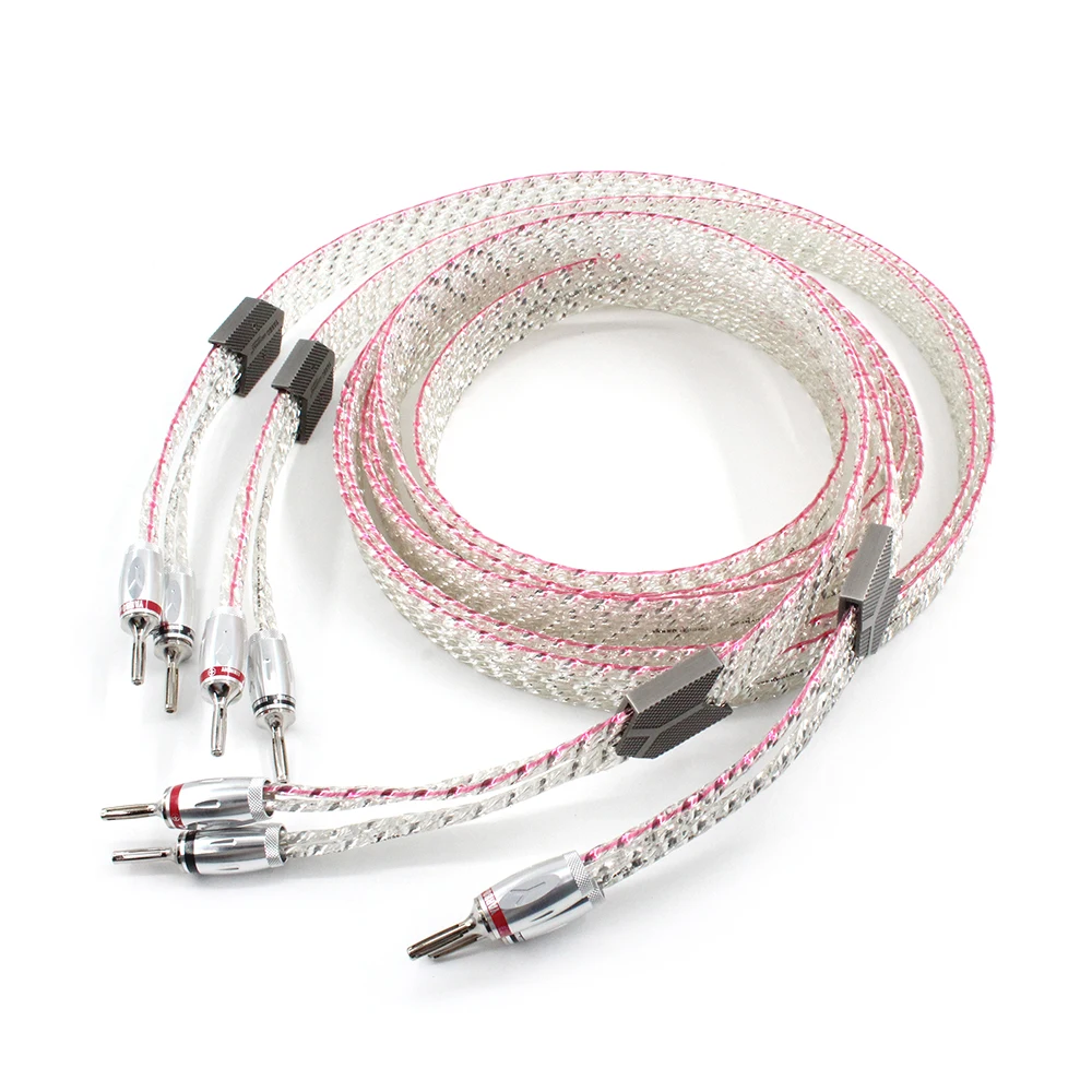 

YARBOO HiFi speaker cable silver plated banana plug connecting wire audio cable