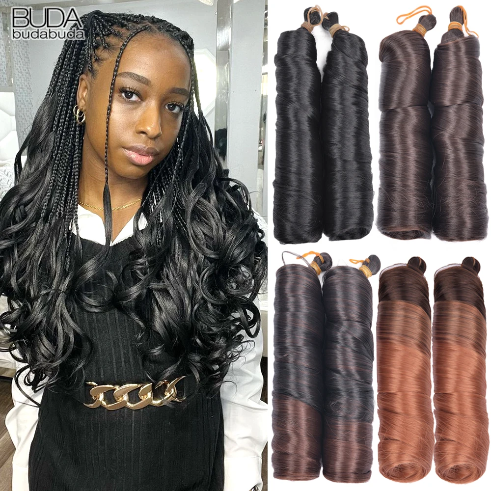 Spiral Curls Braiding Hair 24Inch Synthetic French Curls Crochet Braids Hair Extensions For Women Pre Stretched Loose Wave Hair