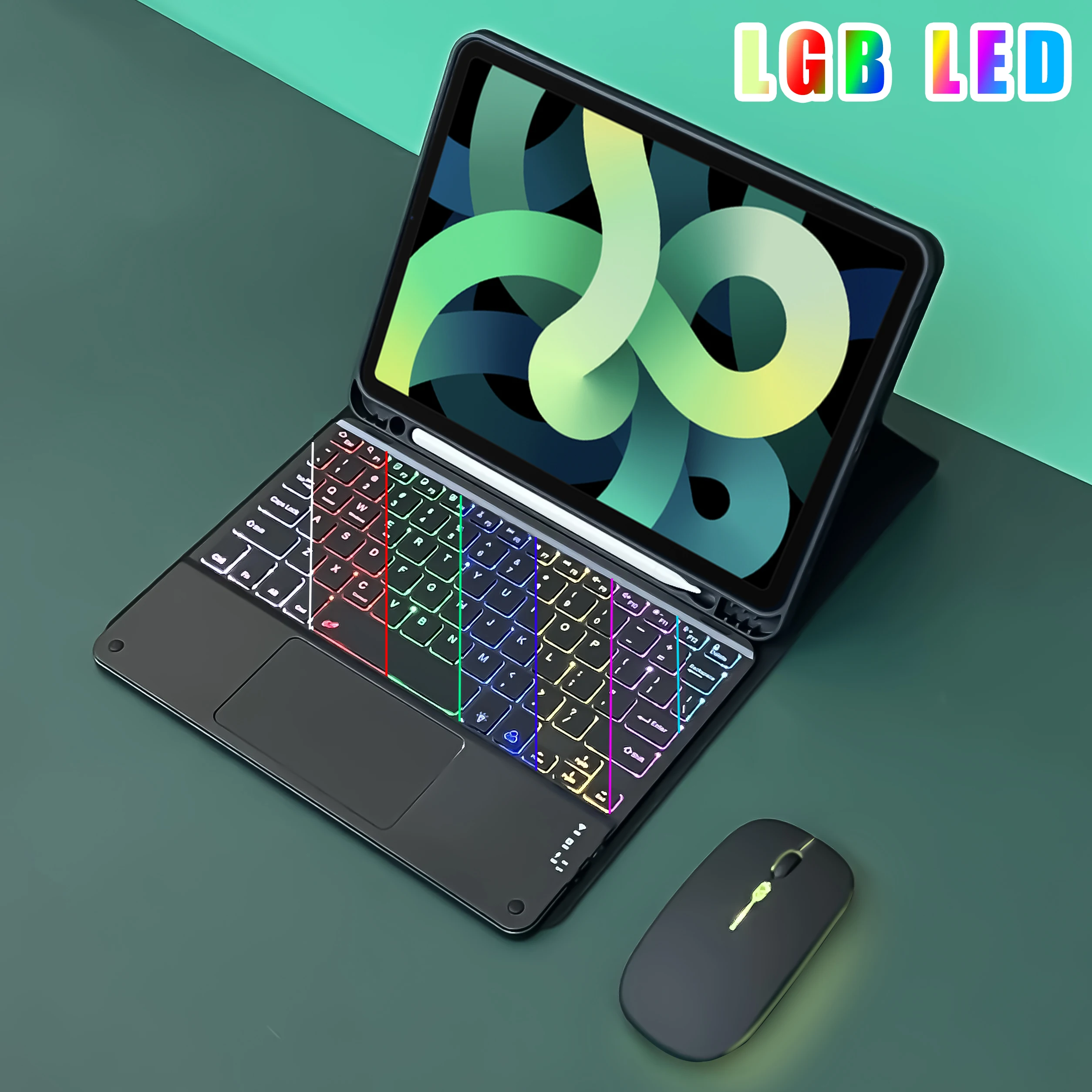 Teclado Retroiluminado sem Fio Mouse para Ipad Pro 11 Case 2023 2023 Ipad ar Capa Ipad 10th Gen 9.7 10.2 9th Gen Mini 5