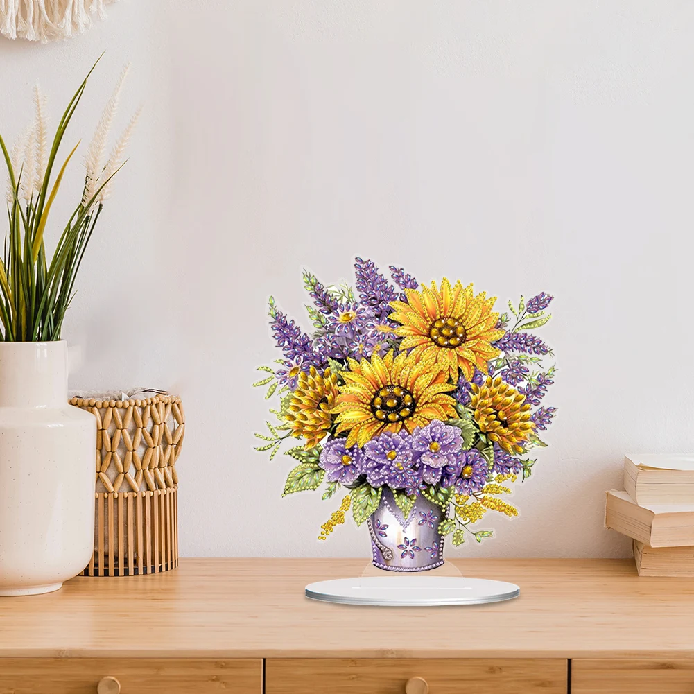 2D Flat Print Flower DIY Table Top Diamond Painting Ornament Kits Diamond Painting Desktop Decorations Bedroom Table Decoration