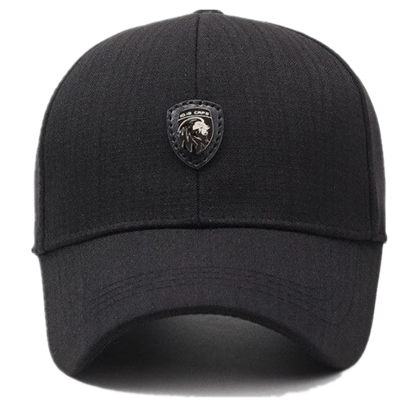 Hot Sale Lion Metal Label Baseball Cap For Men High Quality Solid Color Outdoor Sports Fishing Cap Leisure Hat Cap ﻿
