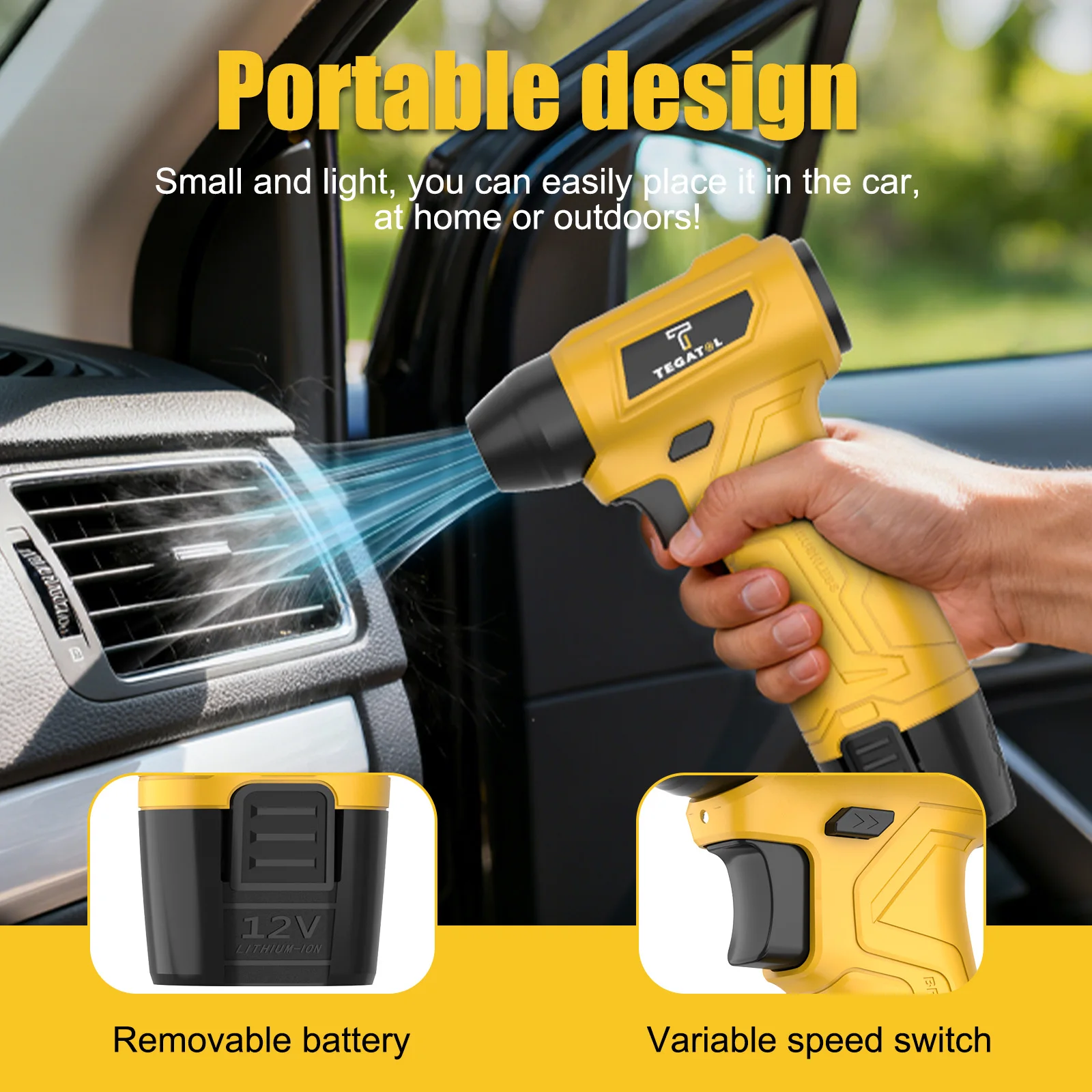 Powerful Turbo Blower Multifunctional Handheld leaf Dust and Snow Removal Tool Cordless Powerful Blower Battery * 2