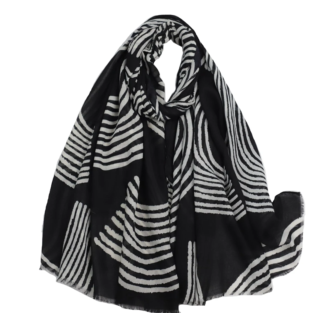 

2023 Fashion Geometry Print Fringe Scarf Shawls Long Soft Geometric Scarves Hijab Wrap 2 Color Free Shipping