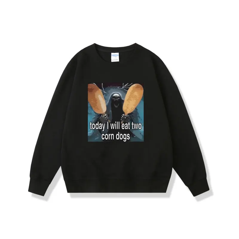 Oggi I Eat Two Corn Dogs Print Pullover Funny Skeleton The Born To Shit Forzato A Pulire Meme Felpa Pullover Morbidi Maschili