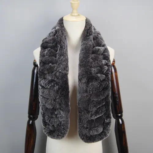 2026 New Arrivals Women Real Rex Rabbit Fur Scarf Lady Fashion Knitted Warm Soft Winter 100% Natural Real Rex Rabbit Fur Muffler - Image 14