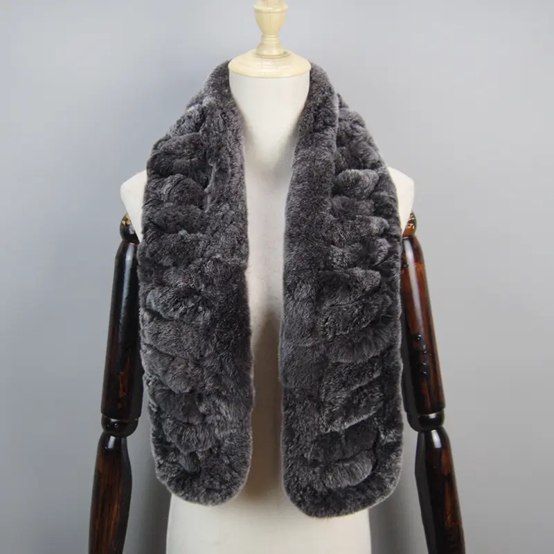 2026 New Arrivals Women Real Rex Rabbit Fur Scarf Lady Fashion Knitted Warm Soft Winter 100% Natural Real Rex Rabbit Fur Muffler - Image 14
