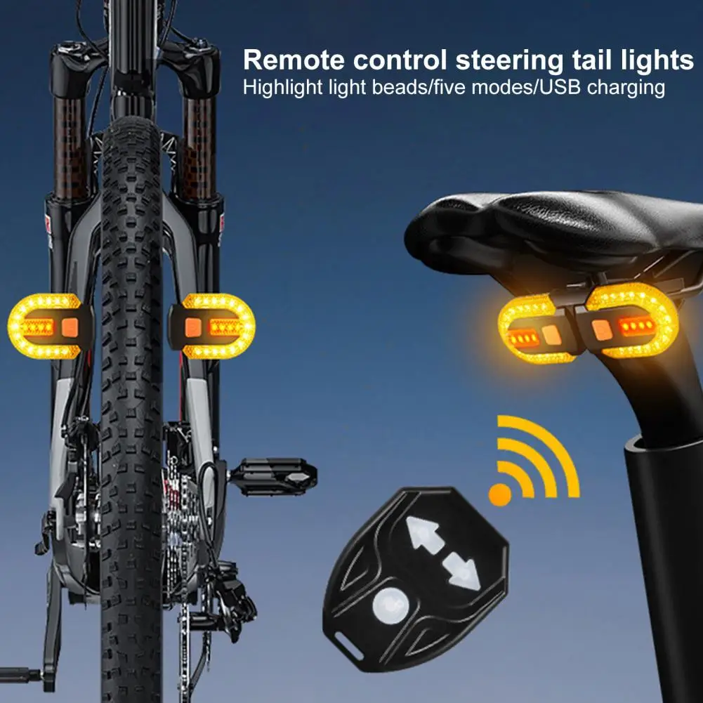 

1 Set Eco-friendly Bike Turn Signal USB Rechargeable Wireless Wireless Taillight Bicycle Rear Lamp LED Warning Light