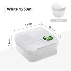 Portable Double-Layer Bento Lunch Box with Handle - Ideal (Medium White)