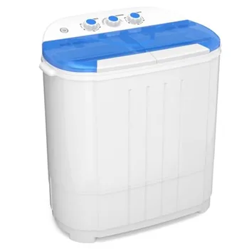 Portable washing machine for apartment/RV/dorm use, stainless steel drum, white, 14 lbs capacity with 9 lbs wash and 5 lbs spin 1