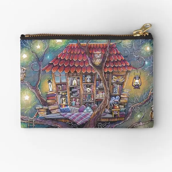 

Tree House Zipper Pouches Coin Bag Money Pure Key Men Cosmetic Socks Pocket Small Storage Packaging Panties Wallet Women