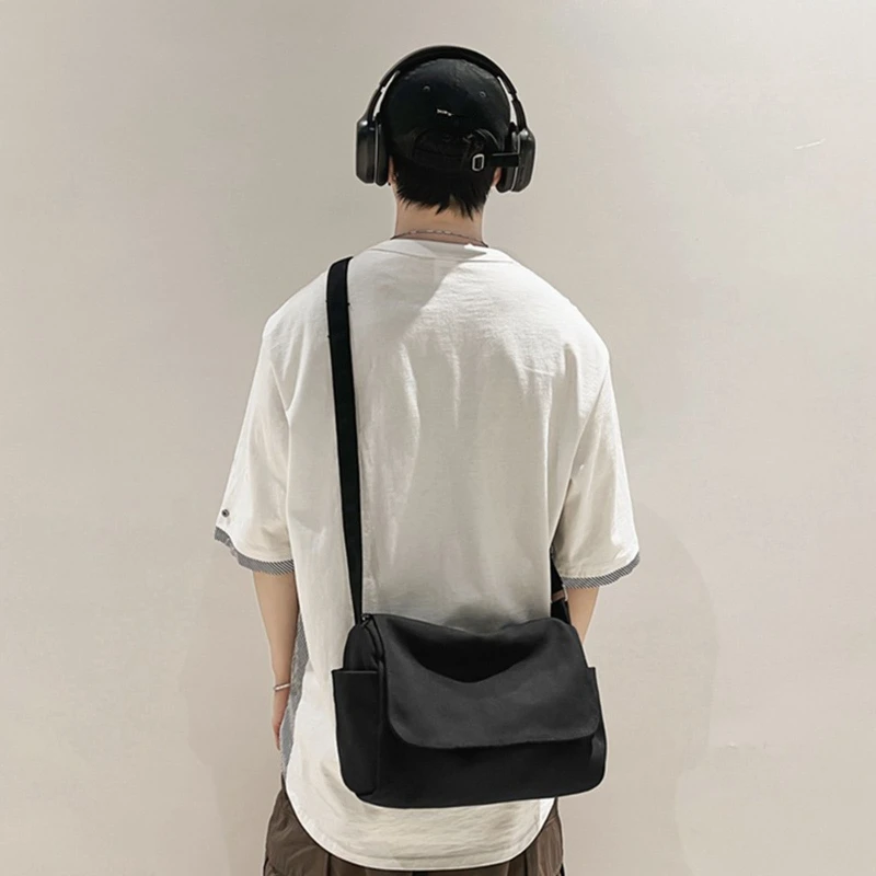 Multipurpose Shoulder Bag Large Capacity Bag Boy Girl Solid Color Canvas Bag Japanese Fashion Casual Bag
